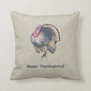 Vintage Old-Fashioned Thanksgiving Turkey Cushion