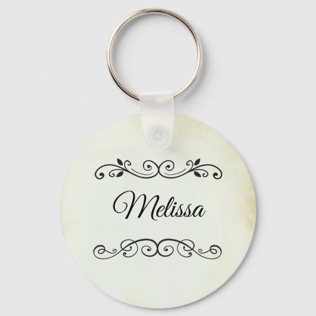 Vintage Old-Fashioned Western Personalised Key Ring (Front)