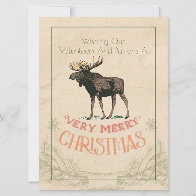 Vintage Old Fashioned Wildlife Organisation Holiday Card (Front)