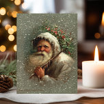 Vintage Old Father Christmas in Snow  Postcard<br><div class="desc">Artistic vintage Robert Finlay McIntyre portrait of old world Father Christmas in the snow with holly and ice on his white robes. Back features complementary sepia background with editable text fields.</div>