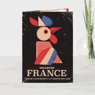 Vintage old France vacation poster Holiday Card