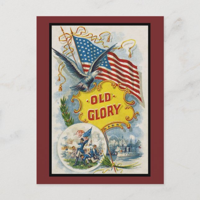 Vintage Old Glory America  Postcard (Front)