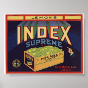 Vintage Old Lemons Fruit Crate Labels Poster