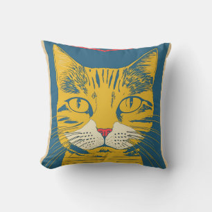vintage old line smelly cat yellow pink cushion
