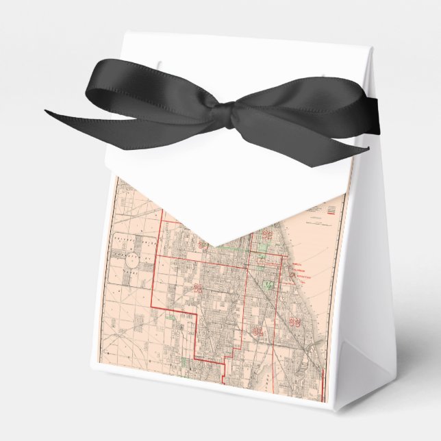 Vintage Old Map of Chicago - 1893 Favour Box (Front Side)