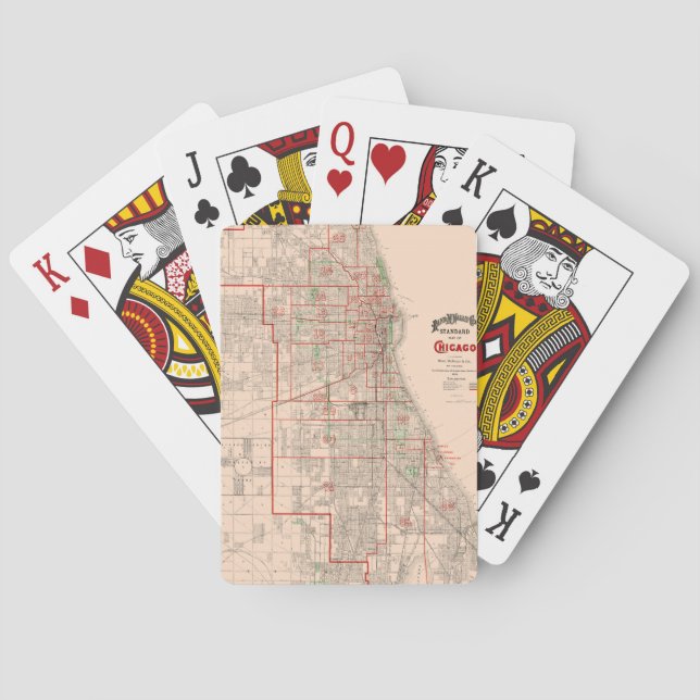 Vintage Old Map of Chicago - 1893 Playing Cards (Back)