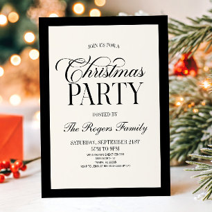 Vintage Old Money Black Beige Christmas Party Invitation