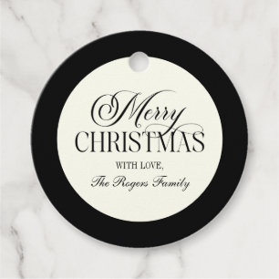 Vintage Old Money Black Ivory Merry Christmas Favour Tags
