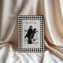 Vintage Old Money Preppy Checkered 2 Photo Wedding