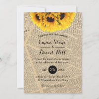 Vintage Old Newspaper Country Sunflower Wedding