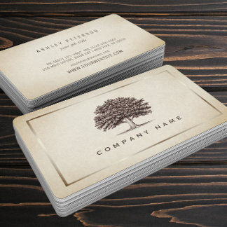 Vintage Old Oak Tree Elegant Business Card