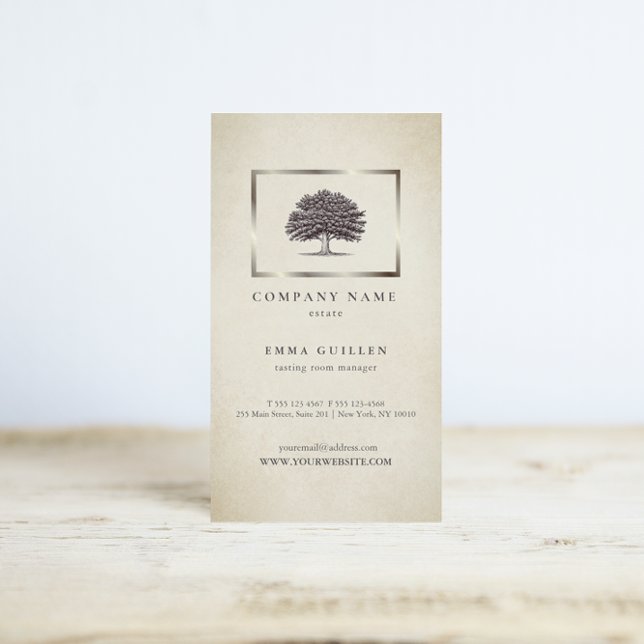 Vintage Old Oak Tree Elegant Business Card (Creator Uploaded)