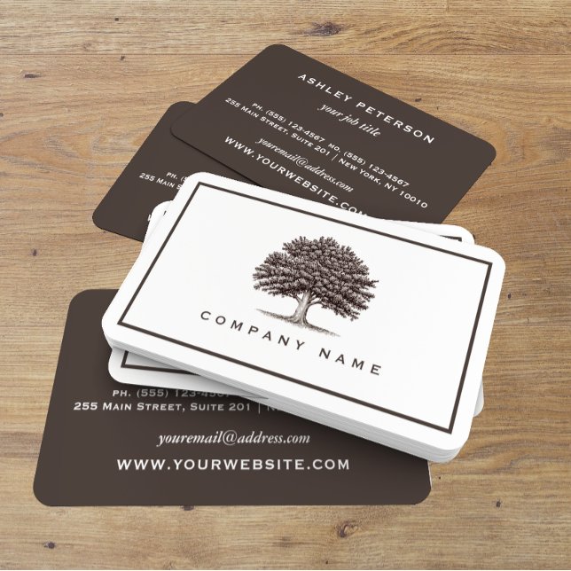 Vintage Old Oak Tree Elegant Business Card IV (Creator Uploaded)
