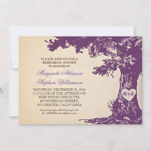 vintage old oak tree rehearsal dinner invitations