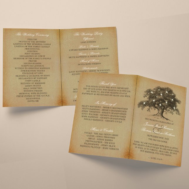 Vintage Old Oak Tree Wedding Collection - Program (Creator Uploaded)