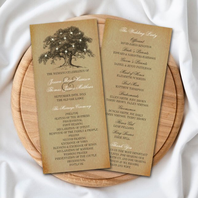 Vintage Old Oak Tree Wedding Collection - Program Programme (Creator Uploaded)