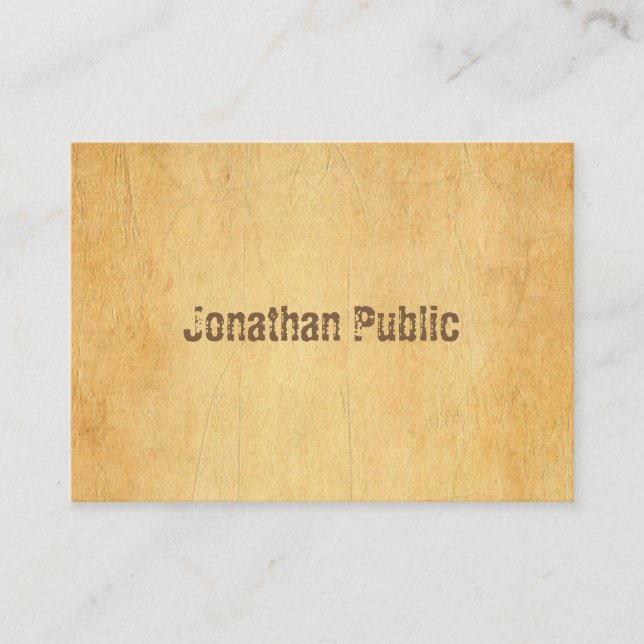 Vintage Old Paper Distressed Script Professional Business Card (Front)