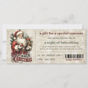 Vintage Old Paper Grunge Christmas Gift Coupon  Holiday Card