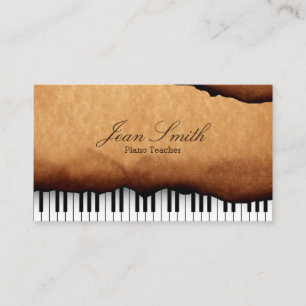 Vintage Old Paper Piano Teacher Business Card