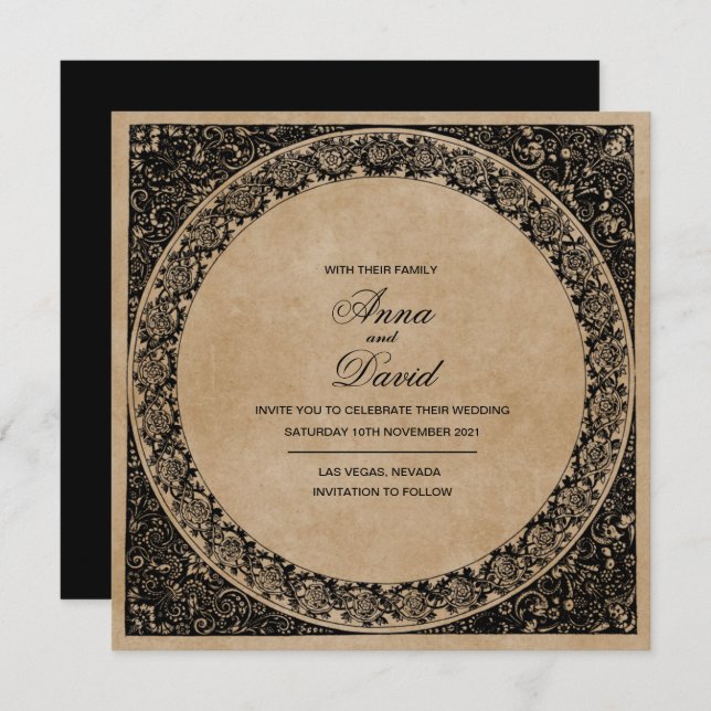 Vintage Old Paper Royal Wedding Invitation (Front/Back)