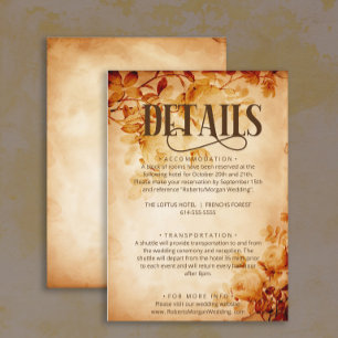 Vintage Old Parchment with Rose Wedding Details Enclosure Card