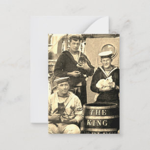 Vintage Old Photo 3 Sailors Holding Cats Card