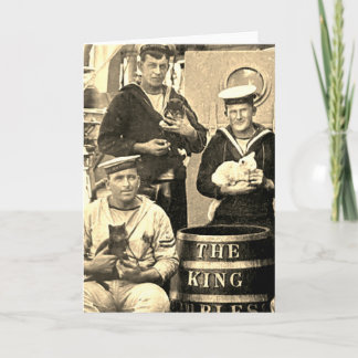 Vintage Old Photo 3 Sailors Holding Cats Note Card