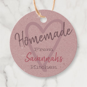 Vintage Old Pink Homemade with Love Kitchen Paper Favour Tags
