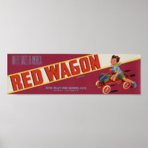 Vintage Old Red Wagon Fruit Crate Labels Poster