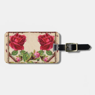 Vintage old rose rustic Victorian Antique Classic Luggage Tag