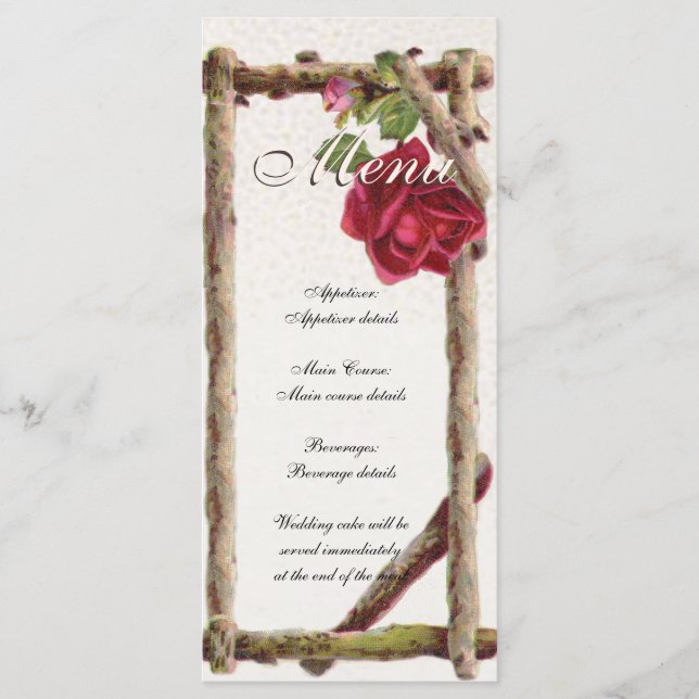 Vintage old rose rustic Victorian Antique Classic Menu (Front)
