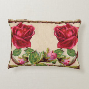 Vintage old rose rustic Victorian Antique Decorative Cushion