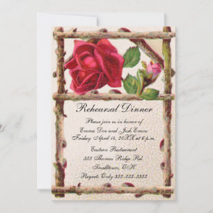 Vintage old rose rustic Victorian Antique Invitation