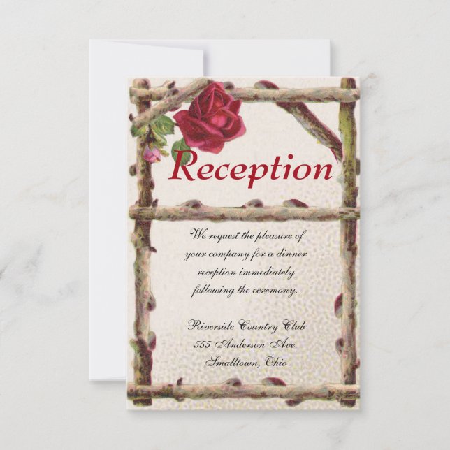 Vintage old rose rustic Victorian Antique Invitation (Front)