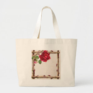Vintage old rose rustic Victorian Antique Large Tote Bag