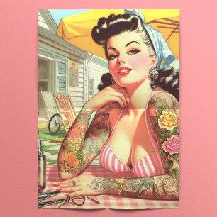 Vintage Old School Pin-up Tissue Paper