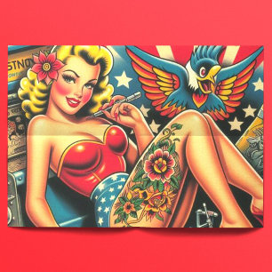 Vintage Old School Tatttoo Pin Up Tissue Paper