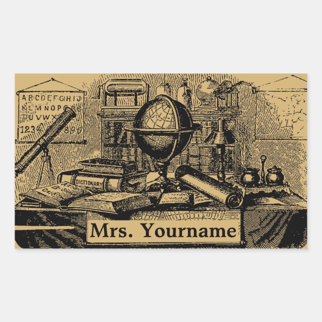 Vintage "Old School" Teacher Label Template (Front)