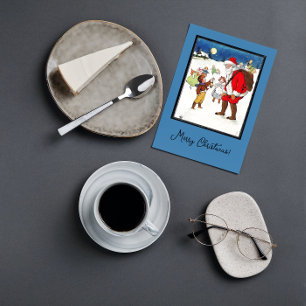 Vintage Old Times Santa  Babies Gifts Christmas Postcard