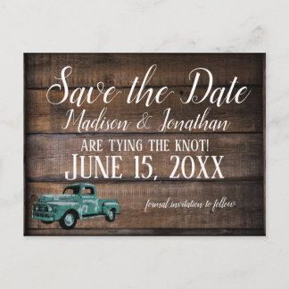 Vintage Old Truck Rustic Wedding Save the Date Postcard