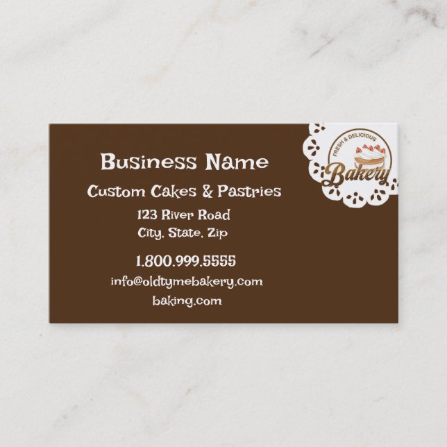 Vintage Old Tyme Bakery Baking Logo  Business Card (Front)