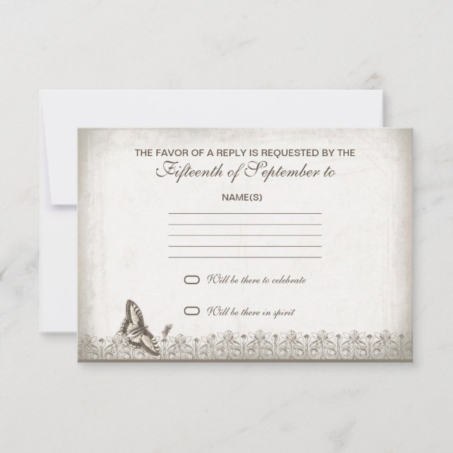 vintage old wedding rsvp card (Front)