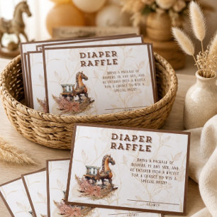 Vintage Old West Rocking Horse Diaper Raffle Enclosure Card