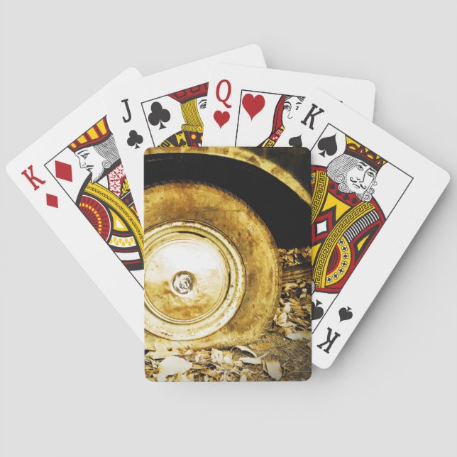 Vintage Old Wheel Of Classic Car Playing Cards (Back)
