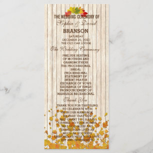 Vintage Old Wood Fall Wedding Program Custom Programme