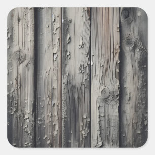 Vintage Old Wood Grey Texture Square Sticker