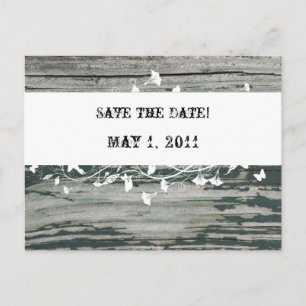Vintage Old Wood Save the Date Announcement Postcard