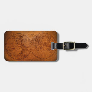 Vintage Old World Antique Map Personalised Luggage Tag