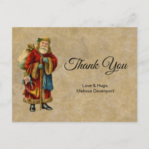Vintage Old World Christmas Santa Claus Thank You Postcard