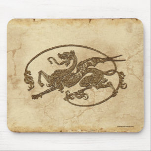 Vintage Old World Dragon on Parchment effect Mouse Pad